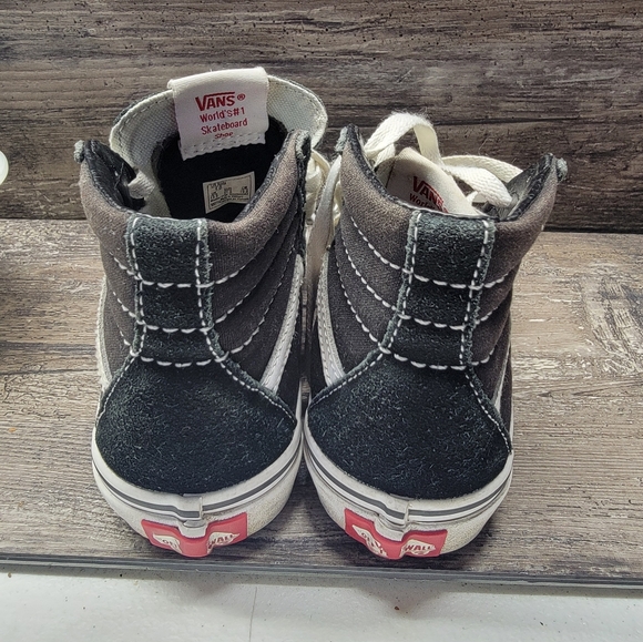 Vans Sk8-Hi Youth Size 1Y Black White Canvas Suede Youth High Top Skater Shoes - Picture 3 of 6
